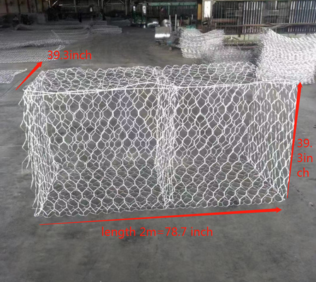 निर्माण स्थल परियोजना के लिए मानक 1x1x2m 3.05 मिमी 80x100 मिमी गेबियन वायर बास्केट