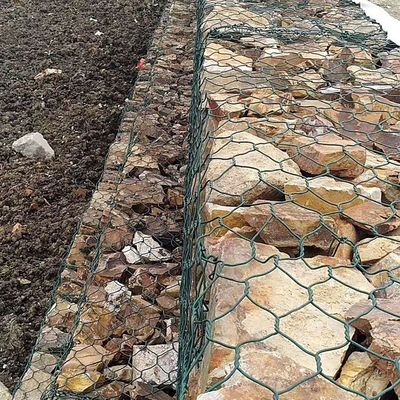 स्टोन के लिए पीवीसी ग्रे 2x1x1m गेबियन मेश बास्केट 6x8