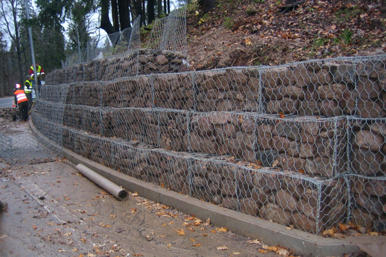 टिकाऊ तार बास्केट समर्थन दीवार भारी जिंक लेपित 2m X 1m X 1m